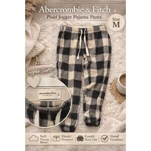 Abercrombie & Fitch Plaid Jogger Pajama Pants Medium Soft Sleep Lounge